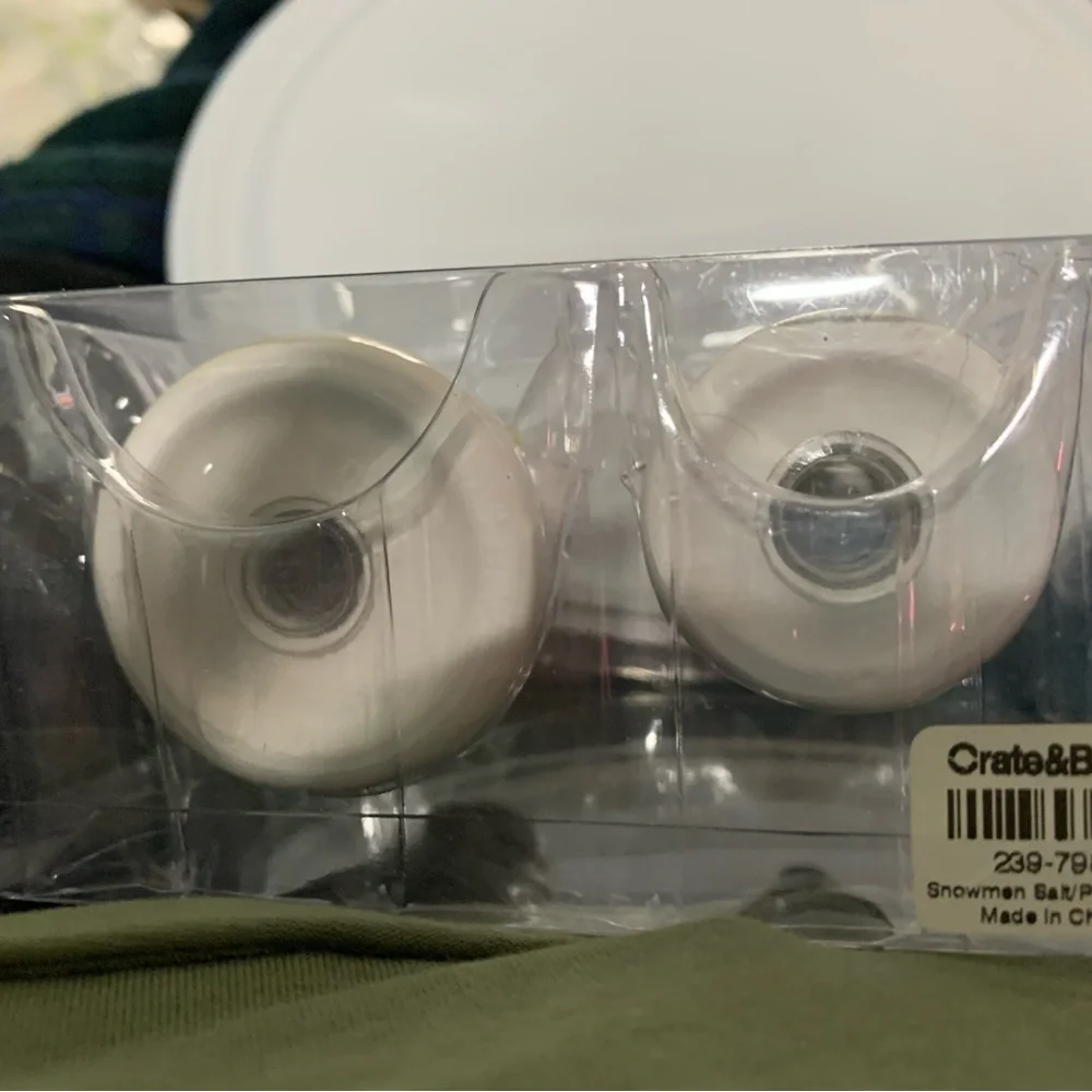 Crate&Barrel Festive Salt and Pepper Snowman Figurines - Multicolor